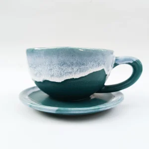 فنجان و نعلبکی لاته مات سبزایرانی مدل نیلدیش (nildish)280 cc