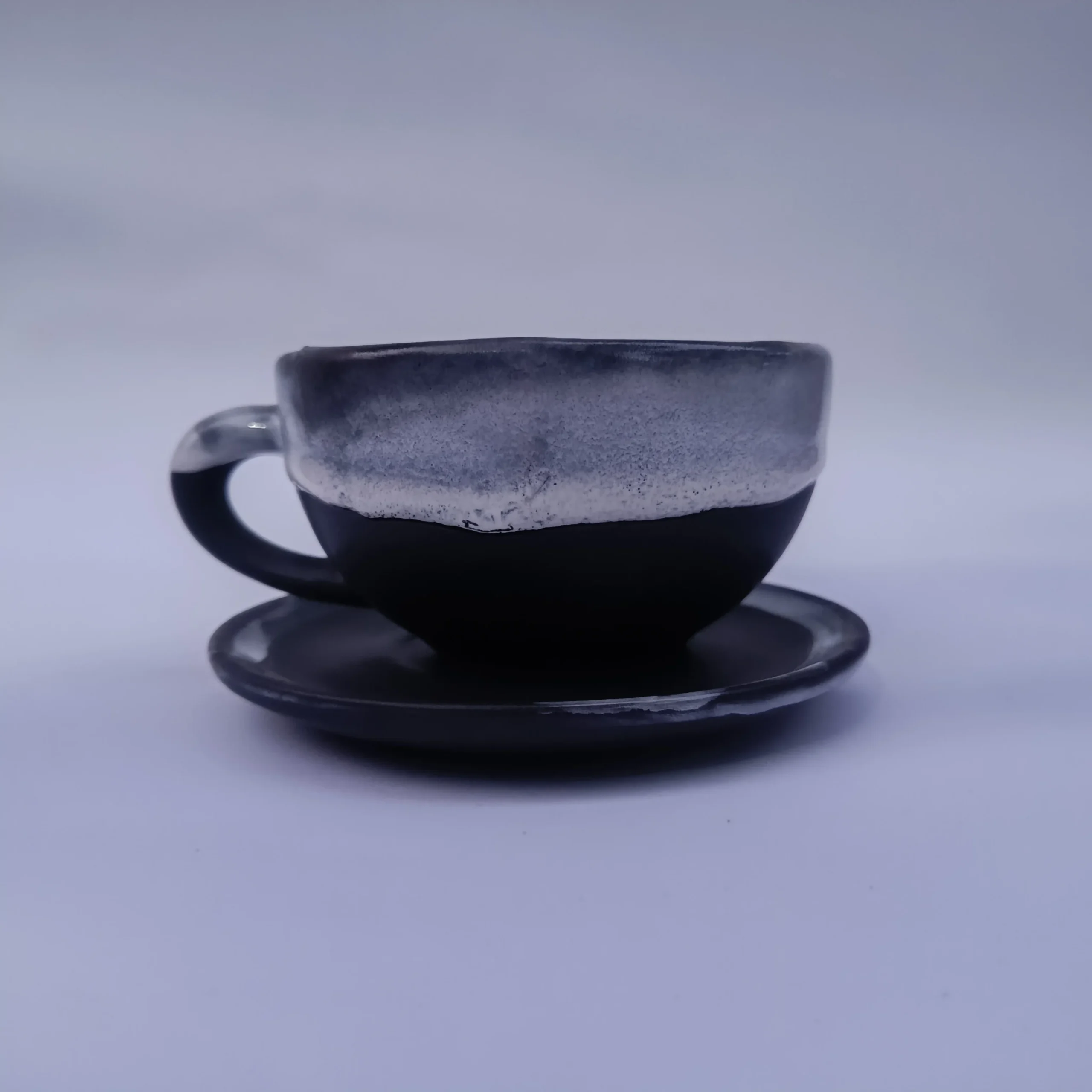 کاپ لته مات مشکی مات با نعلبکی سرامیکی مشکی مدل نیلدیش(nildish)280cc - Image 2